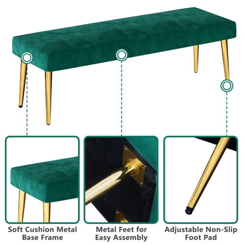 Mercer41 Modern Velvet Upholstered Bench, Bedroom Bench End Of Bed